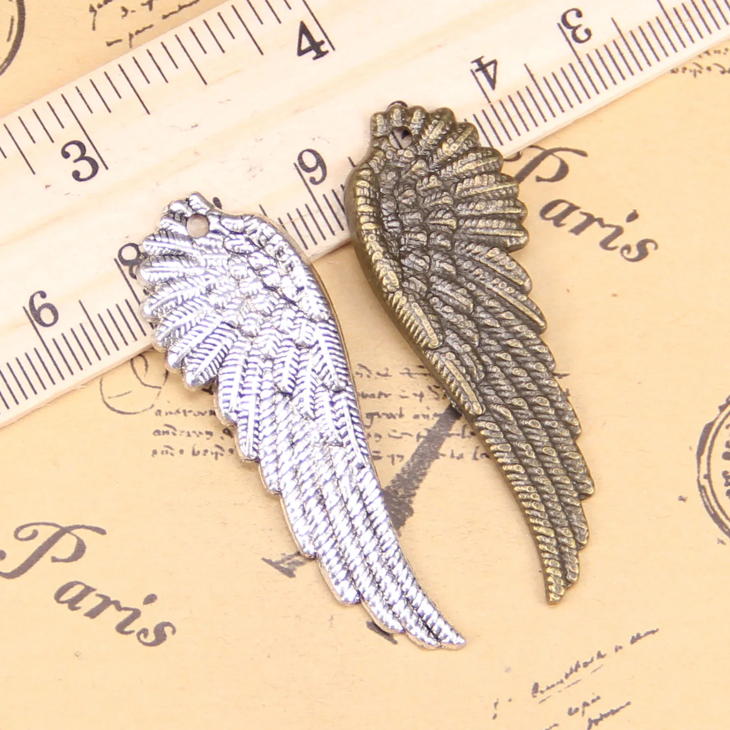 28vnt Papuošalai Charms angelo sparnai 51x17mm Antikvariniai sidabriniai padengti pakabukai 