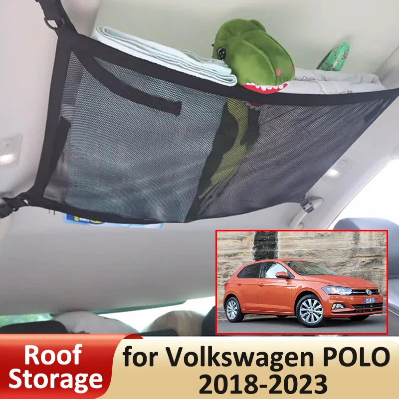 Automatinė stogo saugykla Volkswagen VW POLO MK6 AW 2018-2023 2020 2019 Priedai Bagažas Pakabinamas laikymo tinklas Lubų kišenė