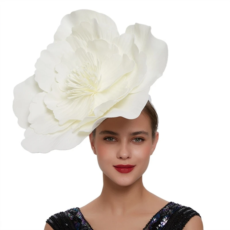 Didelės gėlinės kepurės moterims Didelė gėlių galvos juosta Gėlių fascinator skrybėlė