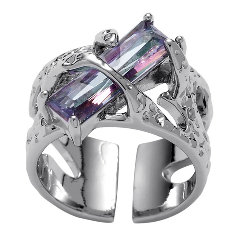 Eetit Išskirtinis spalvingas stiklo cinko lydinio atviras žiedas moterims Populiari asmenybė Prašmatni tekstūra Metaliniai pirštų papuošalai