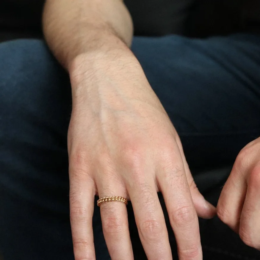 Paprasti minimalistiniai grandinėlės žiedai Nerūdijančio piršto žiedo apskritimas vyrams Vakarėlių papuošalų dovanos