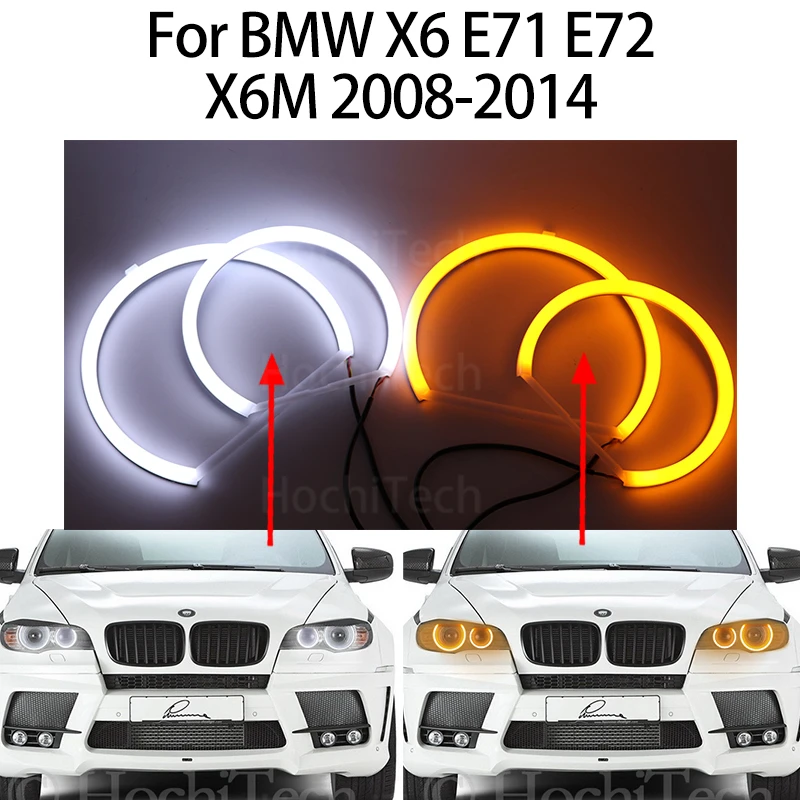 Switchback Cotton Light LED Angel Eye Dual White Amber skirtas BMW X6 E71 E72 X6M 2008-2014