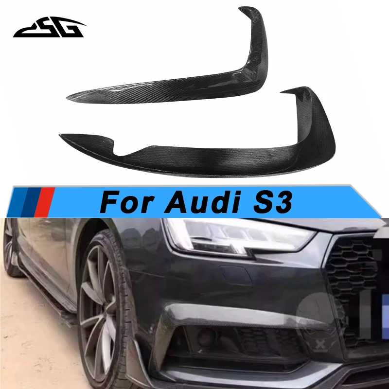 Tikras anglies pluošto priekinio buferio rūko žibinto dangtelis oro peilio apdaila Audi S3 automobilių aksesuarų kėbulo komplektui