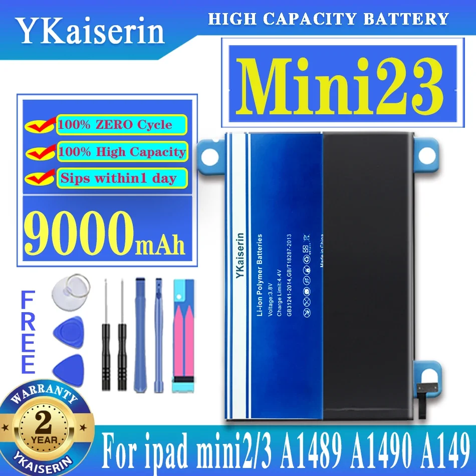 YKaiserin planšetinio kompiuterio baterija 9000mAh Ličio polimero pakaitinė baterija IPad Mini 2/3 Mini2 Mini3 A1512 A1489 A1490 A1491 A1599