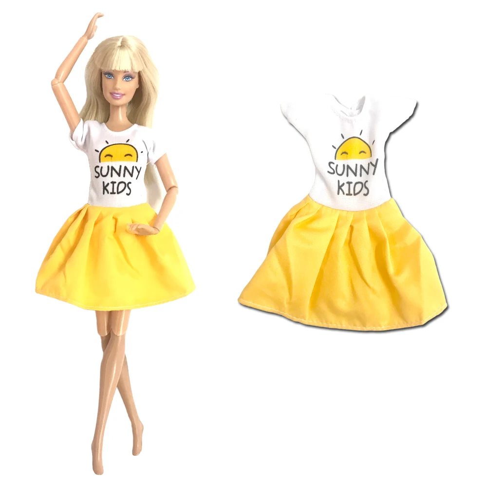 1 vnt Sunshine Girl Fashion Medvilninė suknelė Liekni marškiniai Suknelė Gimtadienio vakarėliai Barbei Lėlių dovanų aksesuarai