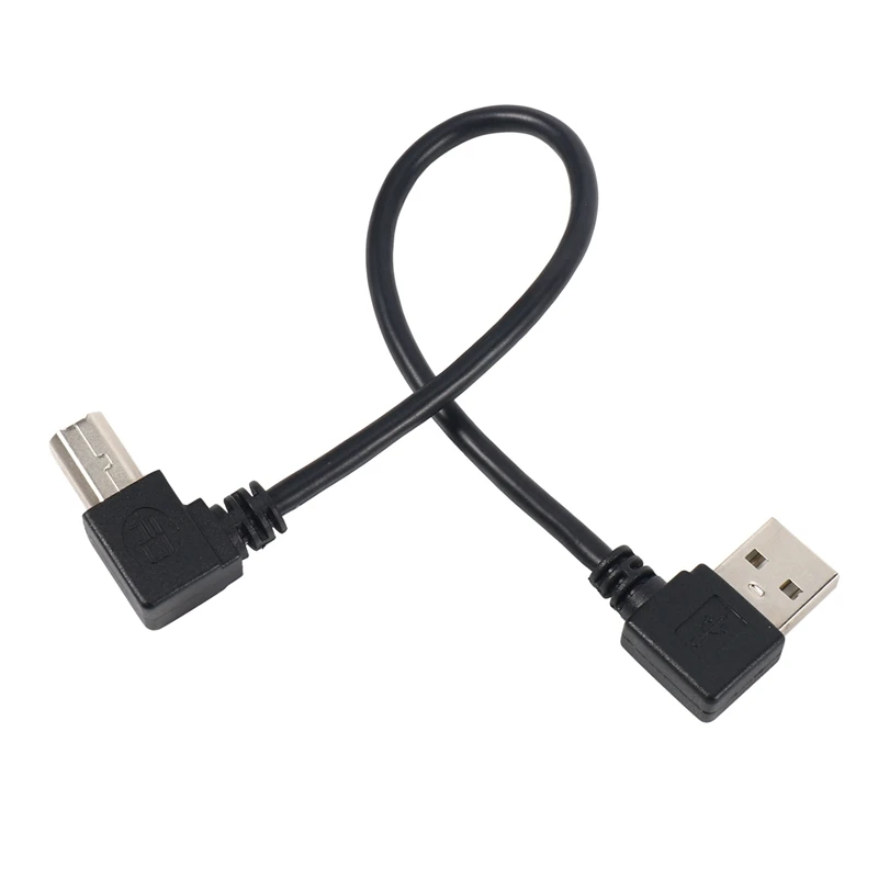 10X Kairysis kampuotas USB 2.0 Vyras į kairę Kampuotas B Vyriškas 90 laipsnių spausdintuvo skaitytuvo kabelis 20Cm