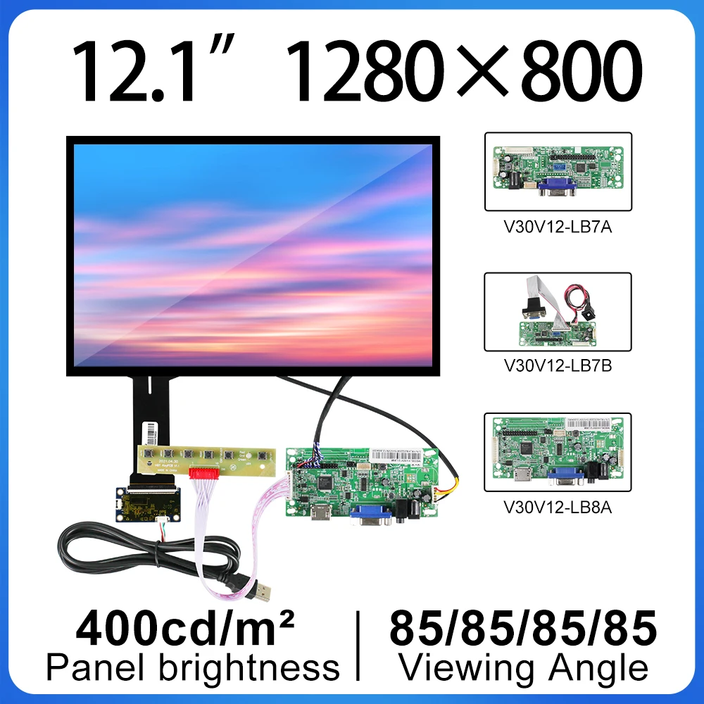 12.1 colių jutiklinio ekrano tvarkyklės plokštė EV121WXM-N10 LVDS 1280 * 800 skiriamoji geba Ryškumas 400 planšetinis kompiuteris Pramoninis medicininis LCD