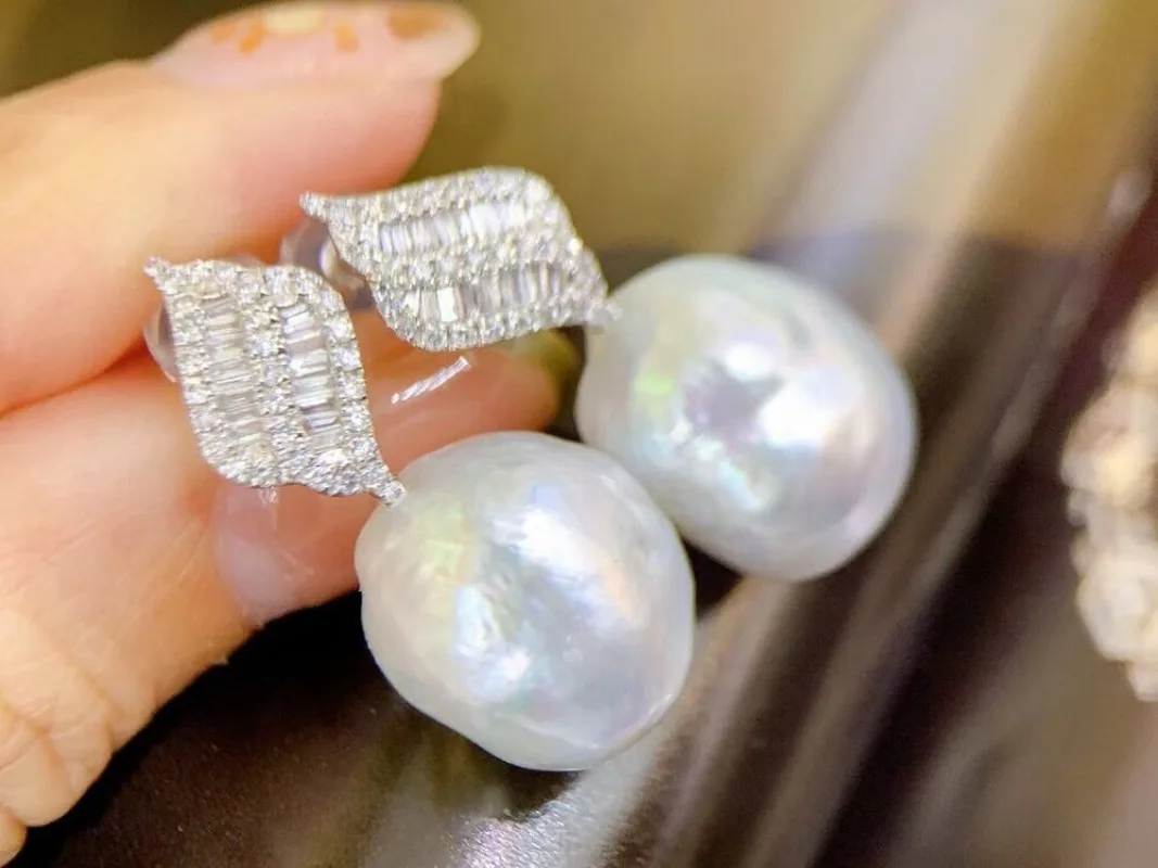 12-13 mm natūralus barokinis Pietų jūros baltasis perlas auskarai perlų auskarai 925 svarų sterlingų sidabro papuošalai moterims