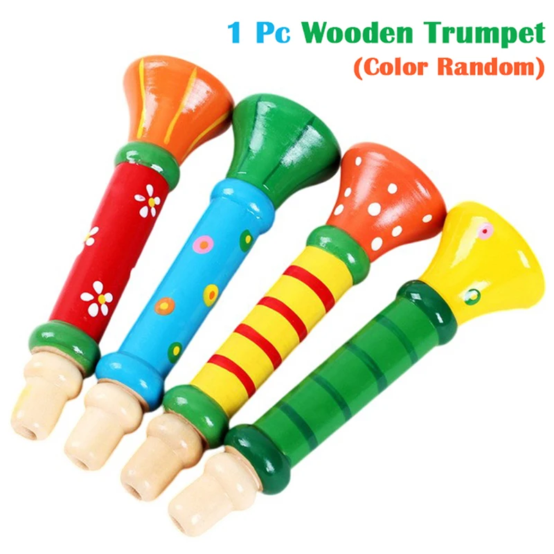 13 x 3,5 x1,5cm medinis trimitas Piccolo fleita Maži garsiakalbiai Vaikų muzikos instrumentų lavinimo žaislas Saugus netoksiškas trimitas Piccolo