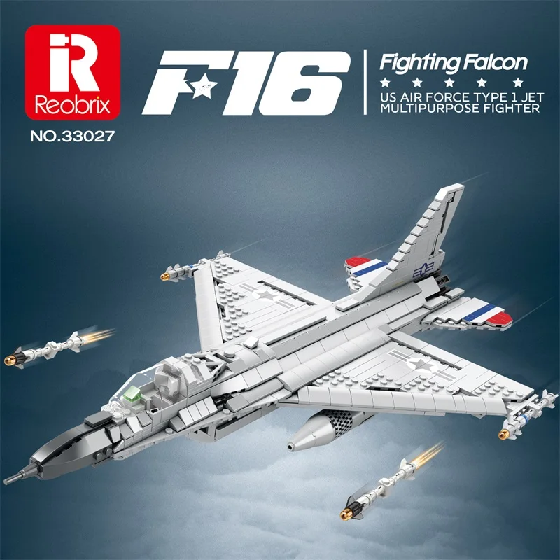 1427PCS Fighting Falcon F-16 naikintuvo statybinis blokas JAV karinio lėktuvo modelis Kaladėlės Darbalaukio dekoravimas Žaislai Vaikams Šventinės dovanos