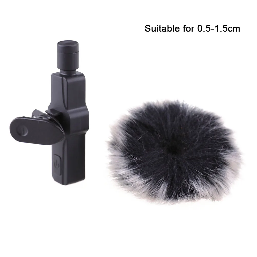 1pc Mikrofonas Vėjo duslintuvai Furry priekinio stiklo mikrofono duslintuvas 5-12/15mm mikrofono kailis Vėjo dangtelis Lauko Pro garso priedai