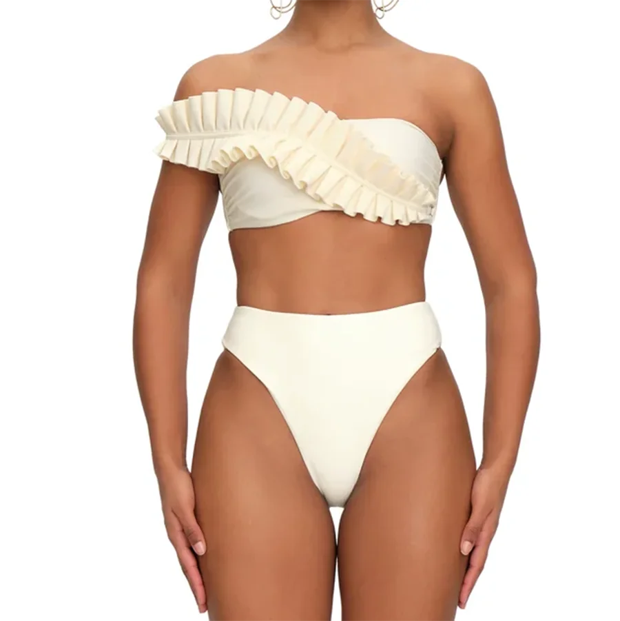 2024 Seksualus nuimamas raukinys Baltas bikini maudymosi kostiumėlis ir sijonas Moteriški maudymosi kostiumėliai Push Up maudymosi kostiumėlis Monokini
