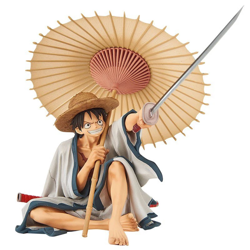 20CM Vientisa figūra, laikanti skėtį Luffy sėdėjimo poza Aukščiausia lemiama mūšio anime modelis PVC veiksmo figūrėlės vaikų žaislai