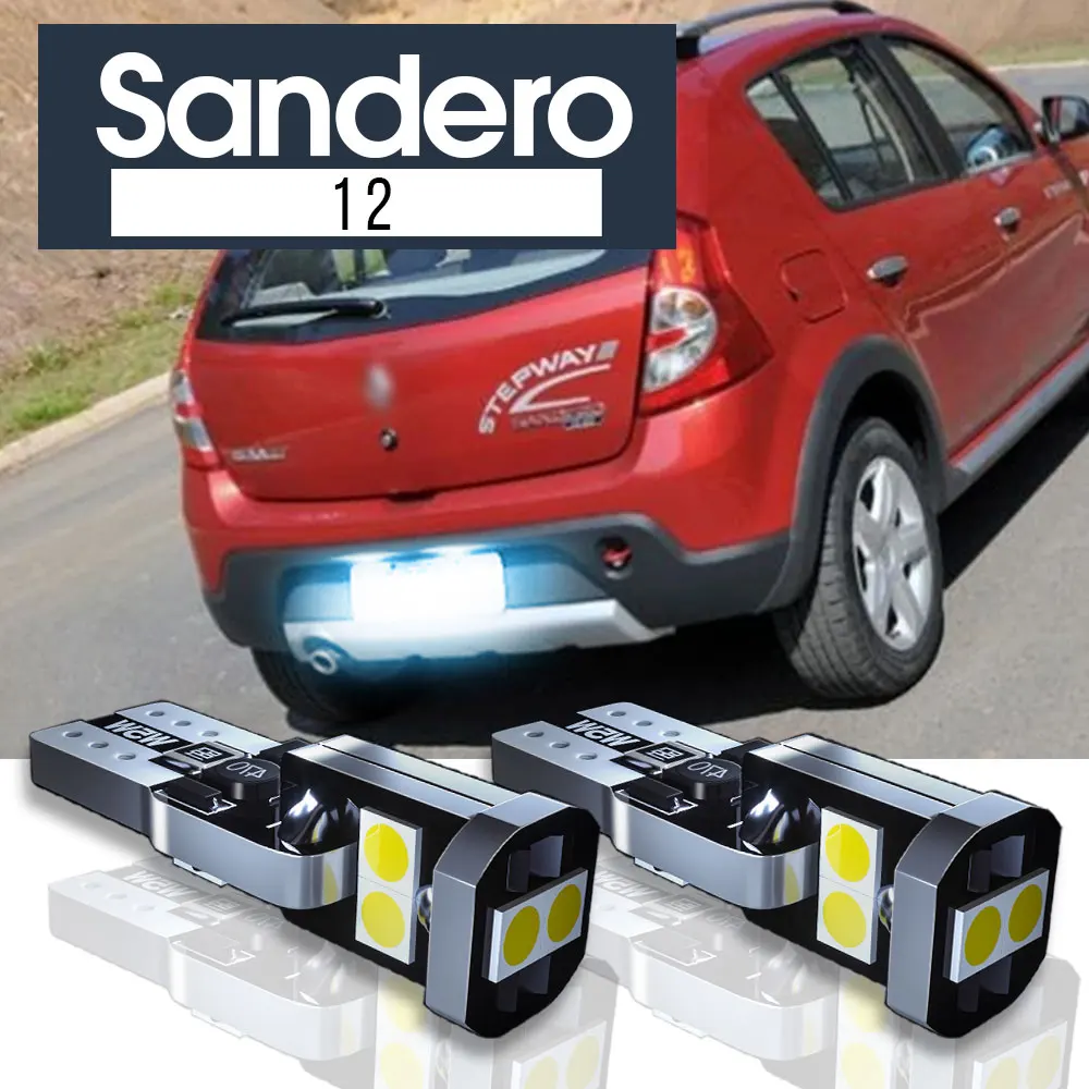 2vnt LED valstybinio numerio lempa Canbus priedai Renault Sandero 1 2 2007 2008 2009 2010 2011 2012 2013 2014