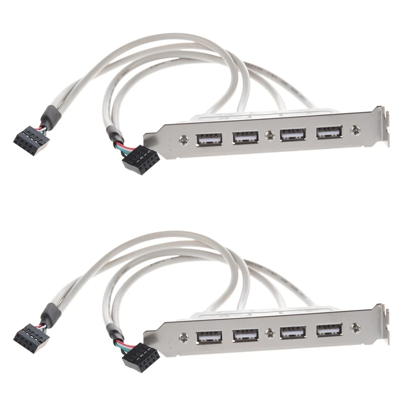 2X Mainboard 4 prievadas USB 2.0 į 9 prisegti antraštės laikiklio prailginimo kabelį