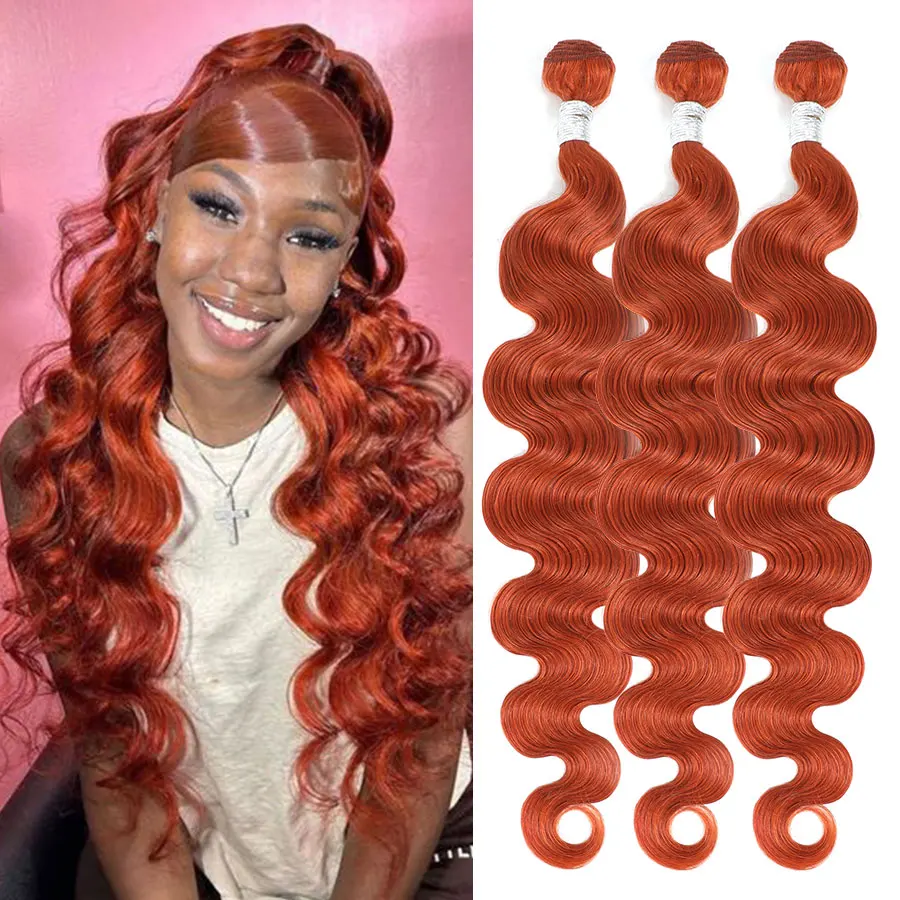 350# Imbiero spalvos kūno bangų ryšuliai Žmogaus plaukai 100g/pc Banguoti plaukai Žmogaus plaukų pynimo ryšuliai mada Spalvoti plaukai Ataudai 8 t0 30Inch