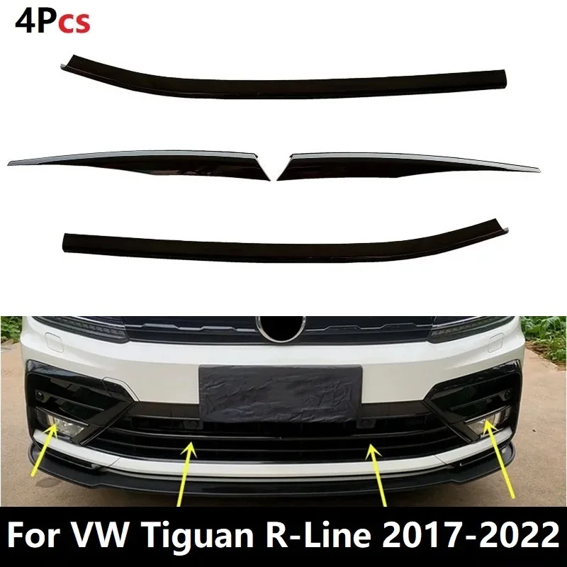 4PCS ABS blizgi juoda skirta VW Tiguan R-Line 2017-2022 Priekinės grotelės Grilio liejimo juostelės Rūko žibintų dangtelio apdaila Stiliaus liejimo formos
