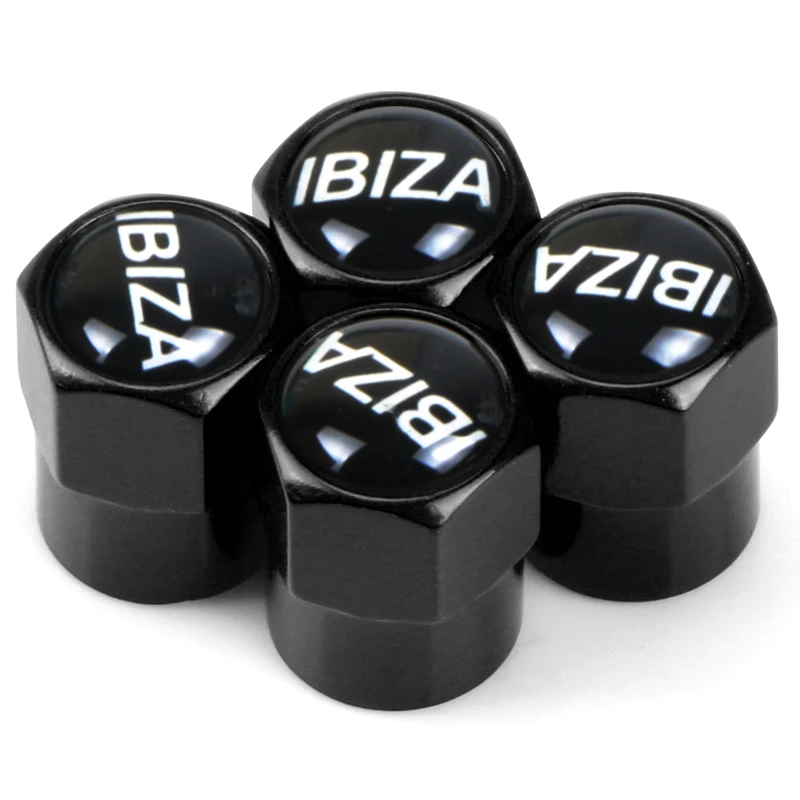 4Vnt Metalinių automobilių ratų padangų oro vožtuvo dangteliai Stiebo dangtelis su spalvotu logotipu sėdynės IBIZA 2010-2019 priedams