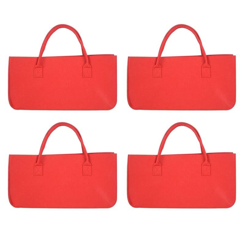 4X veltinio piniginė, veltinio laikymo krepšys didelės talpos kasdienis pirkinių krepšys - raudonas