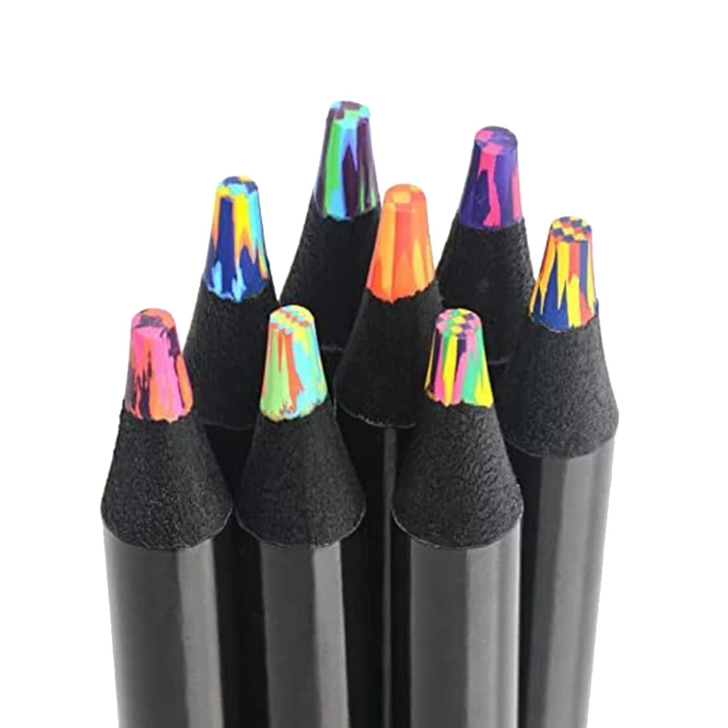 8 Spalvos Vaivorykštės pieštukai Jumbo spalvoti pieštukai suaugusiems, įvairiaspalviai pieštukai dailės piešimui, spalvinimui, eskizavimui