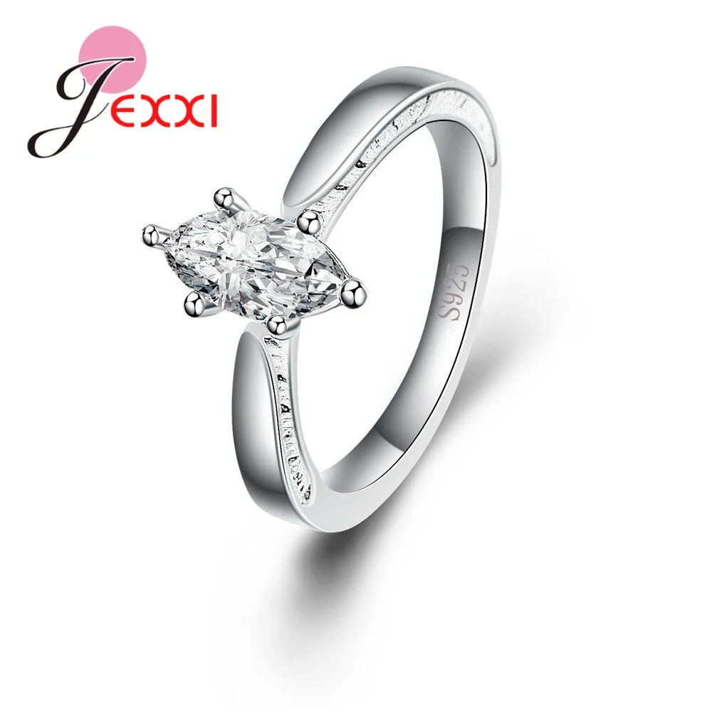 925 Sidabrinės adatos krištolo dovanos moterims Aukščiausios kokybės vestuvių metinių žiedas Anel Anillo mados elegantiškas gimtadienio žiedas
