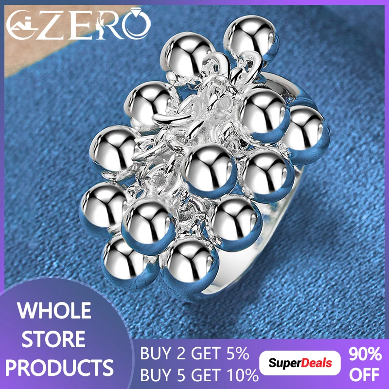 ALIZERO 925 sterlingų sidabrinis vynuogių karoliukų žiedas moterims Vestuviniai žiedai Fashion Charms Party papuošalai Šventinė dovana Nemokamas pristatymas