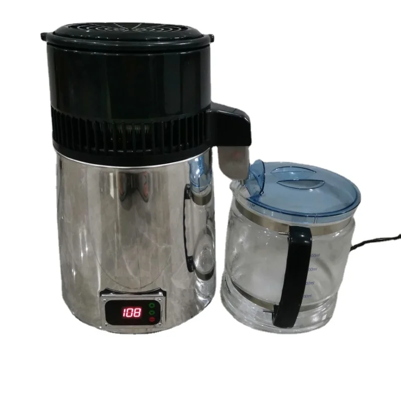 Alkoholio distiliatorius Gryno vandens distiliatorius Vyno distiliuoto vandens gamybos mašina Vandens valymo įrenginys Nerūdijantis plienas 750W 4L 110V / 220V