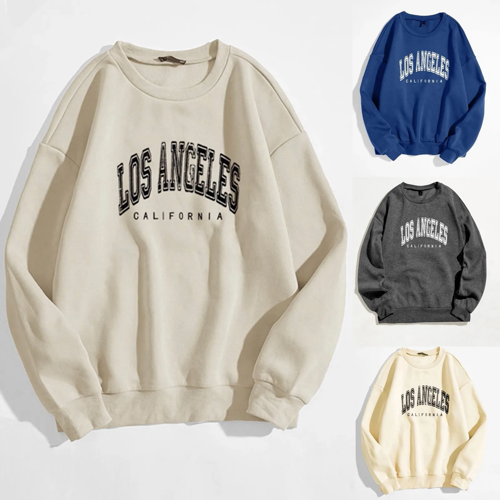 Apvalus kaklas Hip Hop Hoodie Oversize Moterims vyrams Los Andželas Laiškų spausdinimo džemperiai Harajuku Korėjietiškas Kpop Pullover Tops Moletom