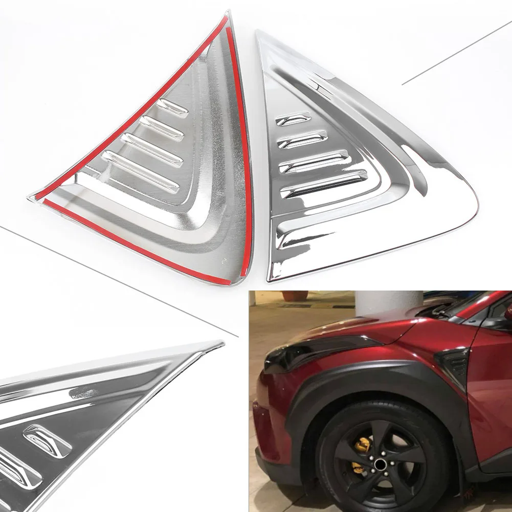 Auto Car Styling Side Fender Air Vent Cover Apdailos apdaila Toyota CHR C-HR 2016 2017 2018 ABS plastikinis chromas