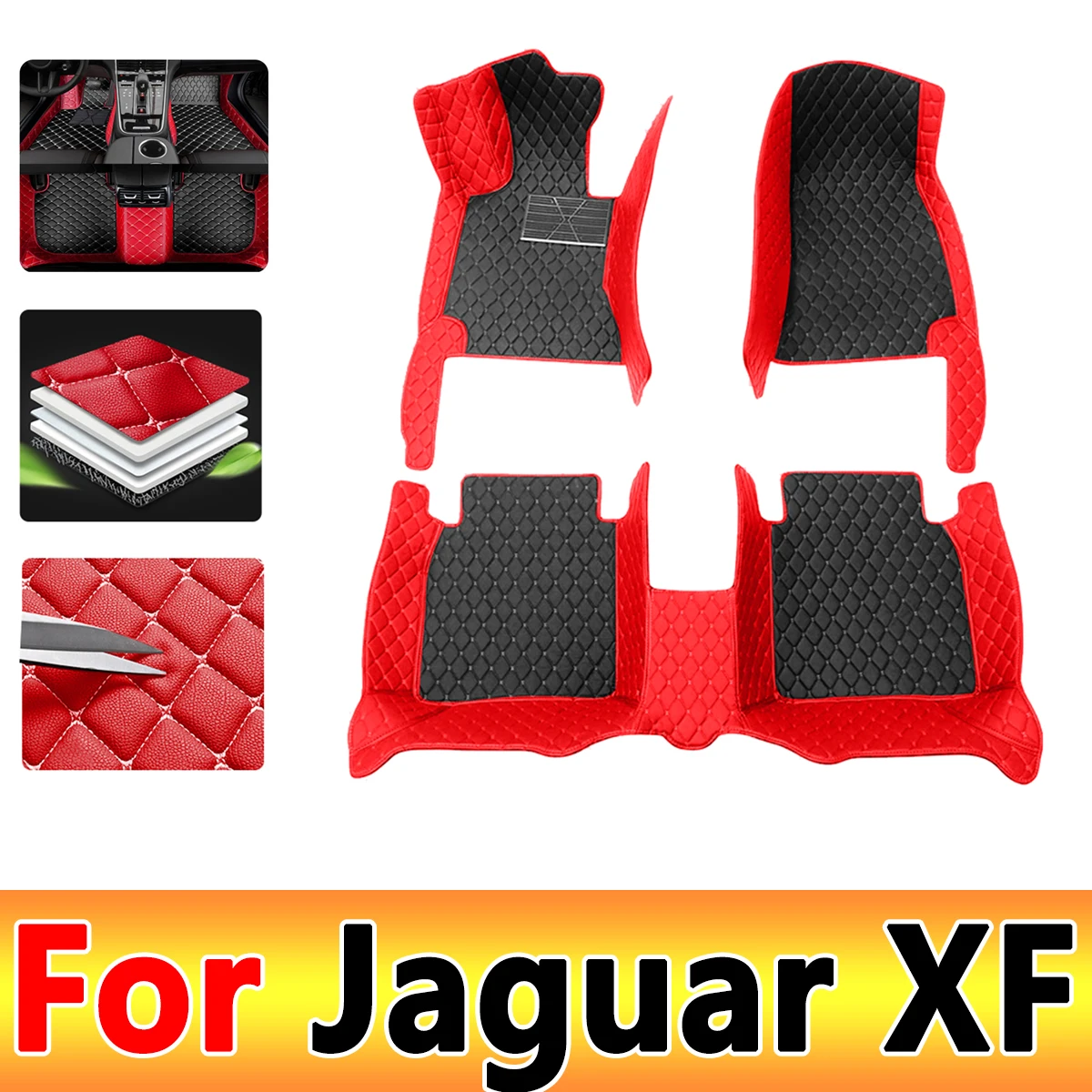 Automobiliniai grindų kilimėliai Jaguar XF Sedanui 2008 2009 2010 2011 2012 2013 2014 2015 Custom Auto Foot Pads Kiliminės dangos priedai