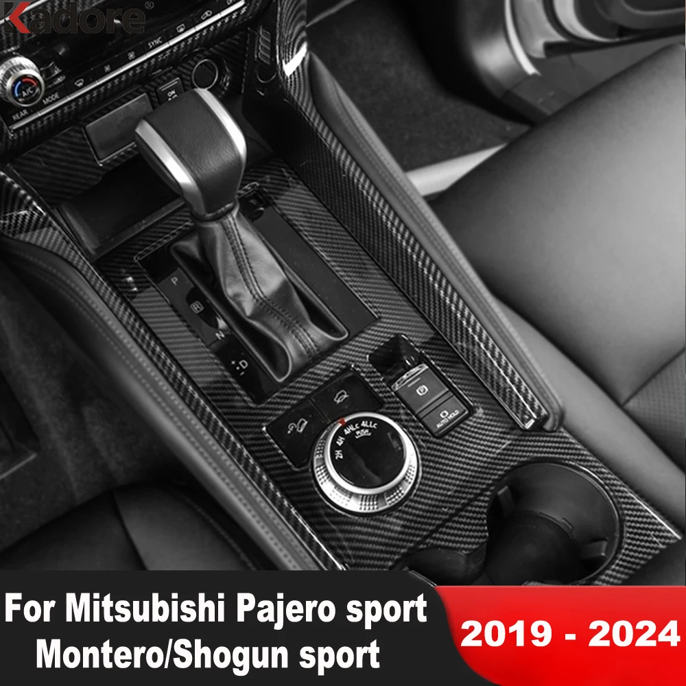 Automobilio konsolės pavarų perjungimo dėžės skydelio dangtelio apdaila Mitsubishi Pajero/Montero/Shogun sport 2019-2022 2023 2024 Anglies priedai