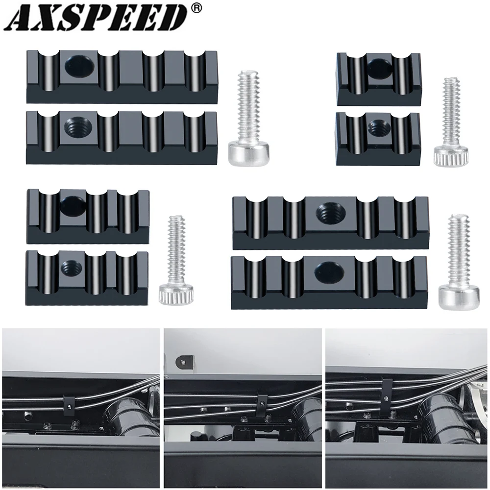 AXSPEED diferencialinės linijos aliuminio linijos kabelio vairo rėmo spaustukai, skirti 1/14 Tamiya RC traktoriaus sunkvežimio automobilių atnaujinimo dalims