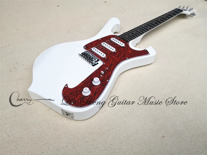 Balta ELectric gitara Ice M gitara Raudonas vėžlys Shell Guard SSS pikapai Fiksuotas tiltas Rosewood Fingerboard Factory Custom