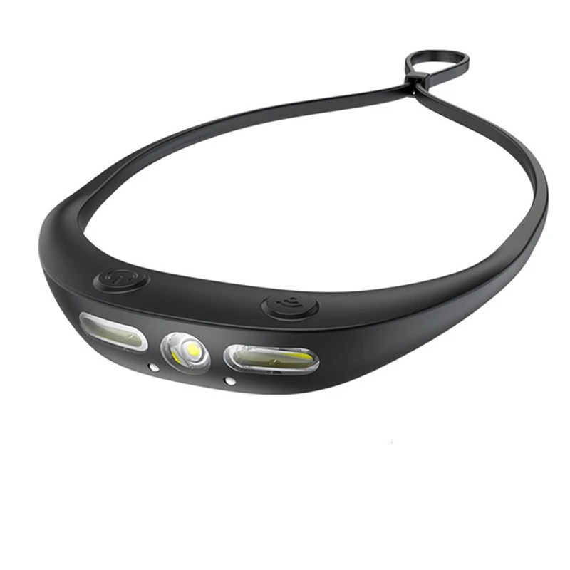 Bangų jutiklis Silikoninė galvutės lempa Vandeniui atspari USB įkraunama nešiojama naktis Mažas priekinis žibintas Lengva naudoti Juoda