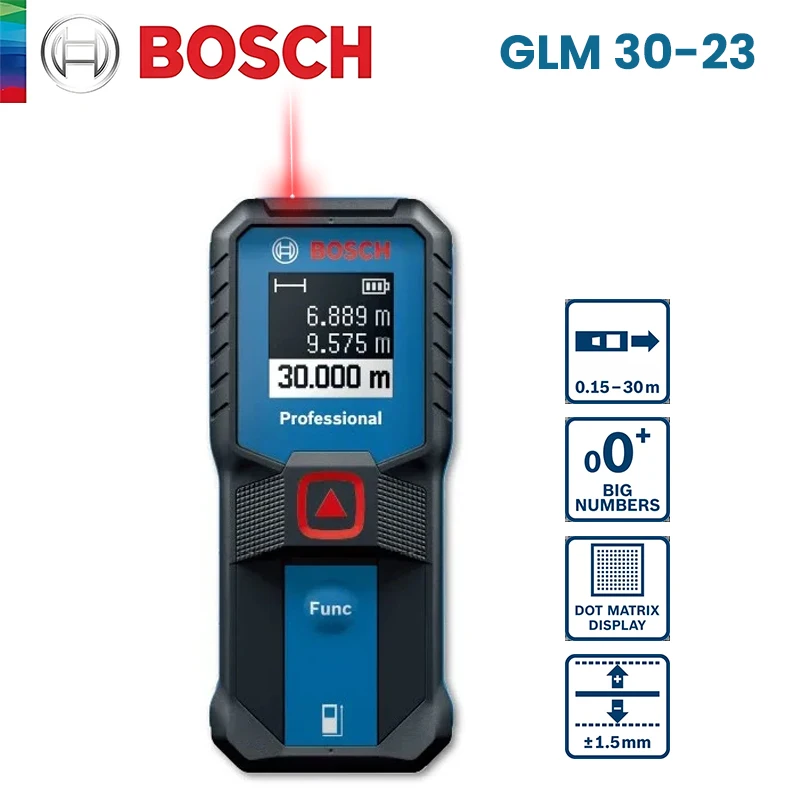 Bosch lazerinis nuotolio ieškiklis GLM30-23 skaitmeninis lazerinis atstumo matuoklis 30M diapazonas didelio tikslumo lazerinės juostos ploto matavimo įrankiai
