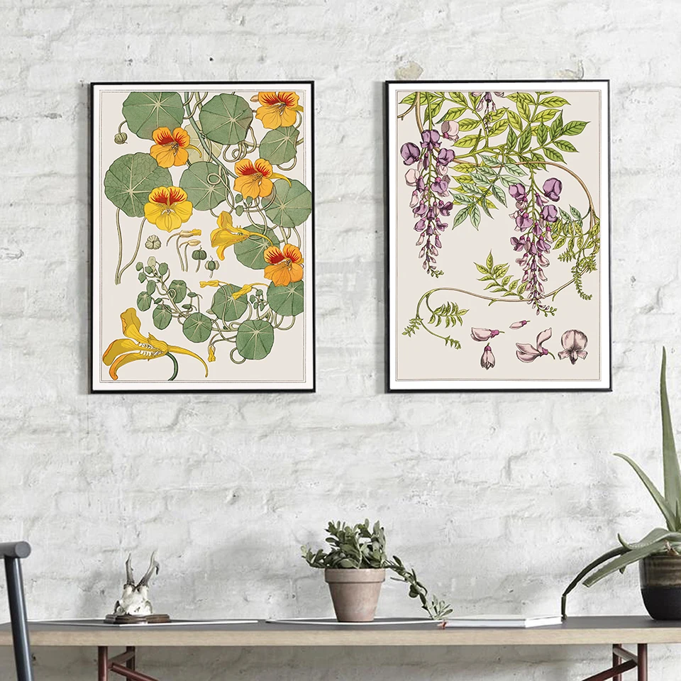 Botanikos augalų sienų meno atspaudai Vintažiniai šiaurietiškos drobės plakatai namams Deisgn dekoratyviniai paveikslai svetainei