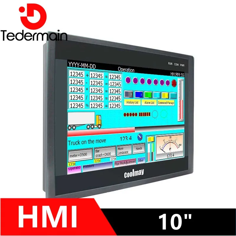 Coolmay 10 colių HMI TK6100FH Pasirenkamas WIFI 1024 * 600 skiriamosios gebos spalvotas HMI jutiklinis ekranas pramoninio monitoriaus CNC valdiklio komplektas