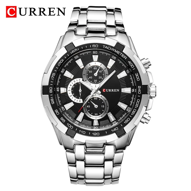 CURREN 8023 Kvarcinis laikrodis Vyrai Neperšlampami sportiniai kariniai laikrodžiai Vyriški verslo nerūdijančio plieno rankiniai laikrodžiai Vyriškas laikrodis reloj hombre