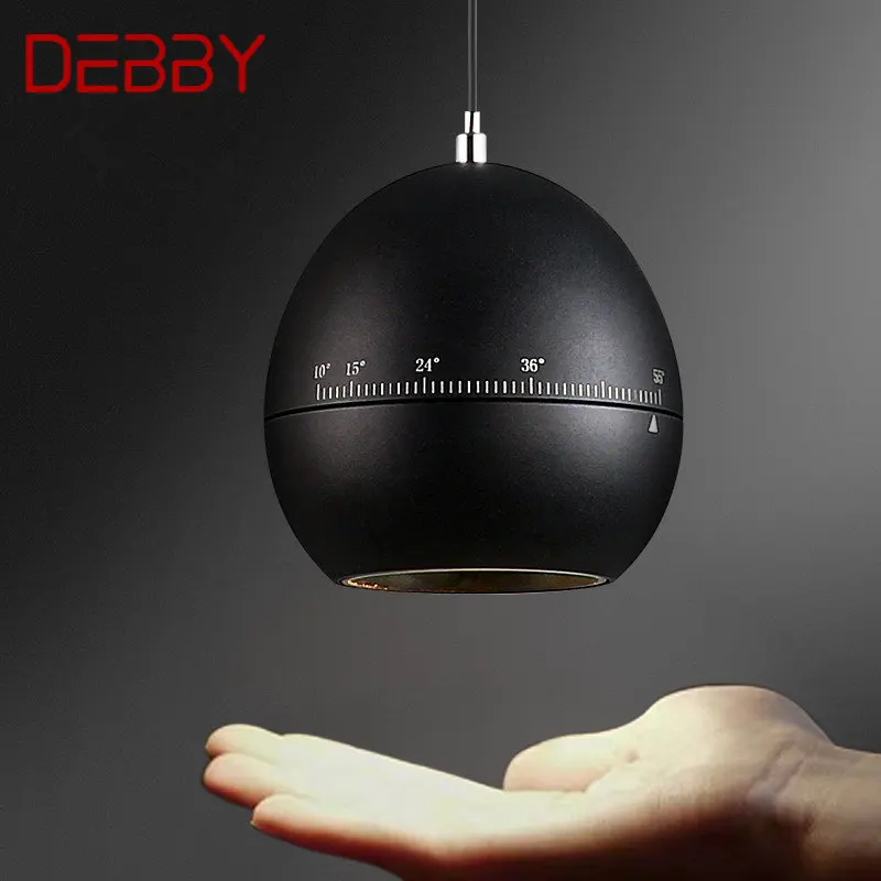 DEBBY Moderni juoda pakabinama lempa LED reguliuojamas židinio nuotolis Kūrybinio dizaino naktinė pakabinama lemputė namų miegamajame