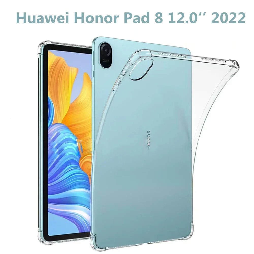 Dėklas, skirtas Huawei Honor Pad 8 2022 Silikoninis minkštas apvalkalas TPU Oro pagalvės dangtelis skaidrus apsauginis dangtelis Honor Pad 8 12 colių HEY-W09 dėklas