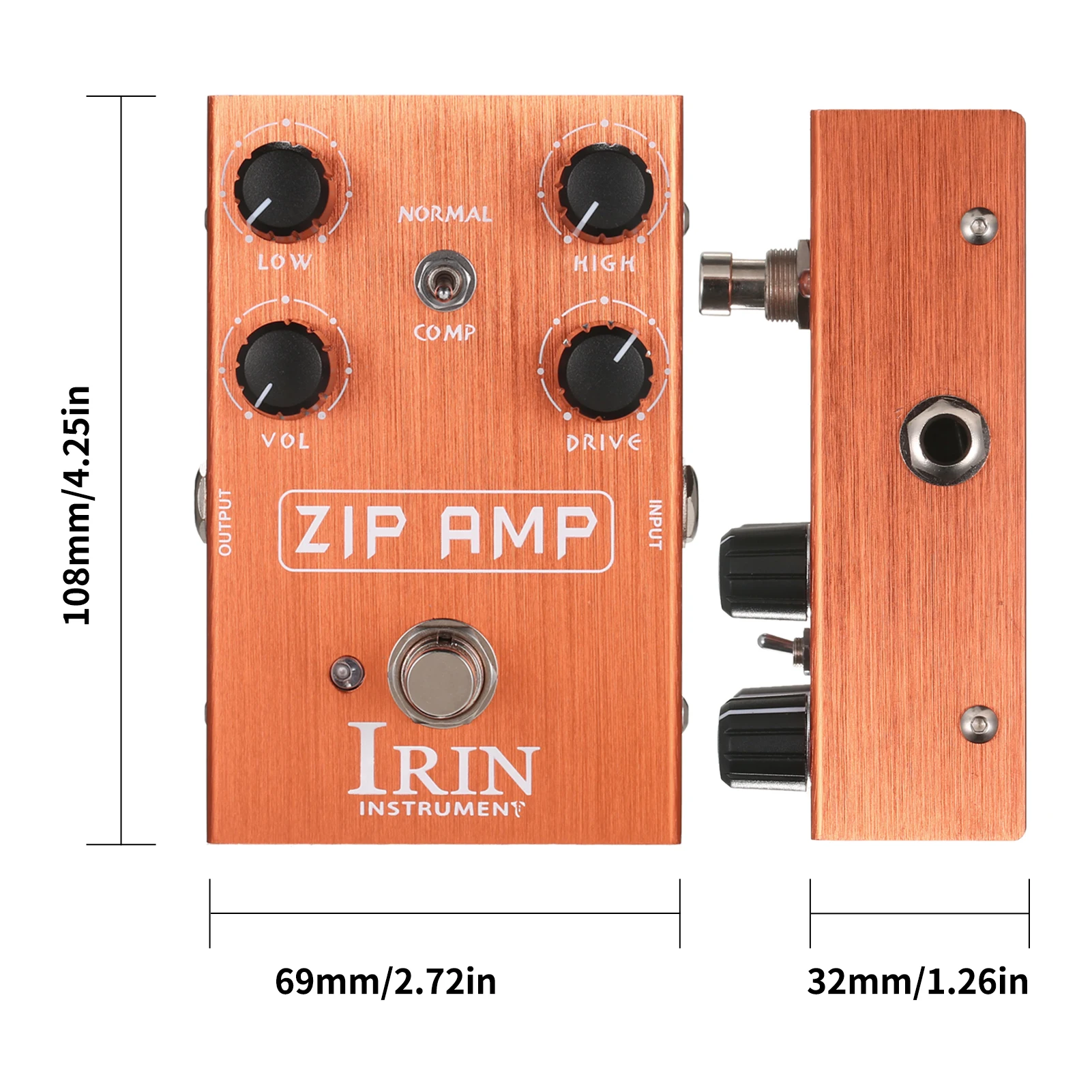 Elektrinės gitaros efektai Overdrive ZIP AMP gitaros efekto pedalas Normalus sumažinti režimus Perjungti jungiklį Elektrinės gitaros priedai