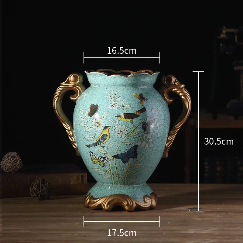 europietiško stiliaus pastoracinė keramika Didelė vazos apdaila Amerikos retro modernios svetainės dekoracijos