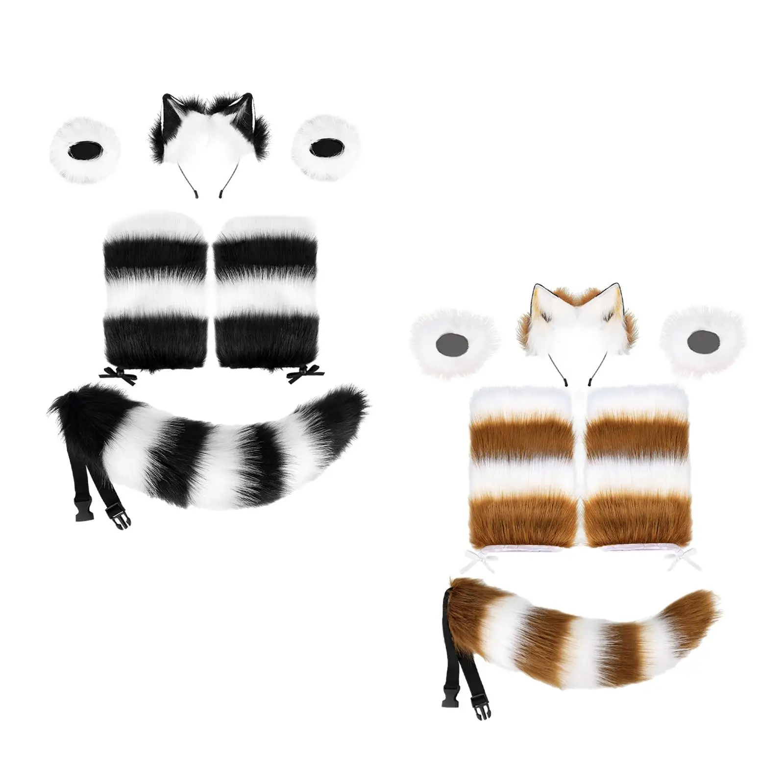Furry Ears and Tail Set Apyrankės kojų šildytuvai vakarėliui Suknelė Maskaradas
