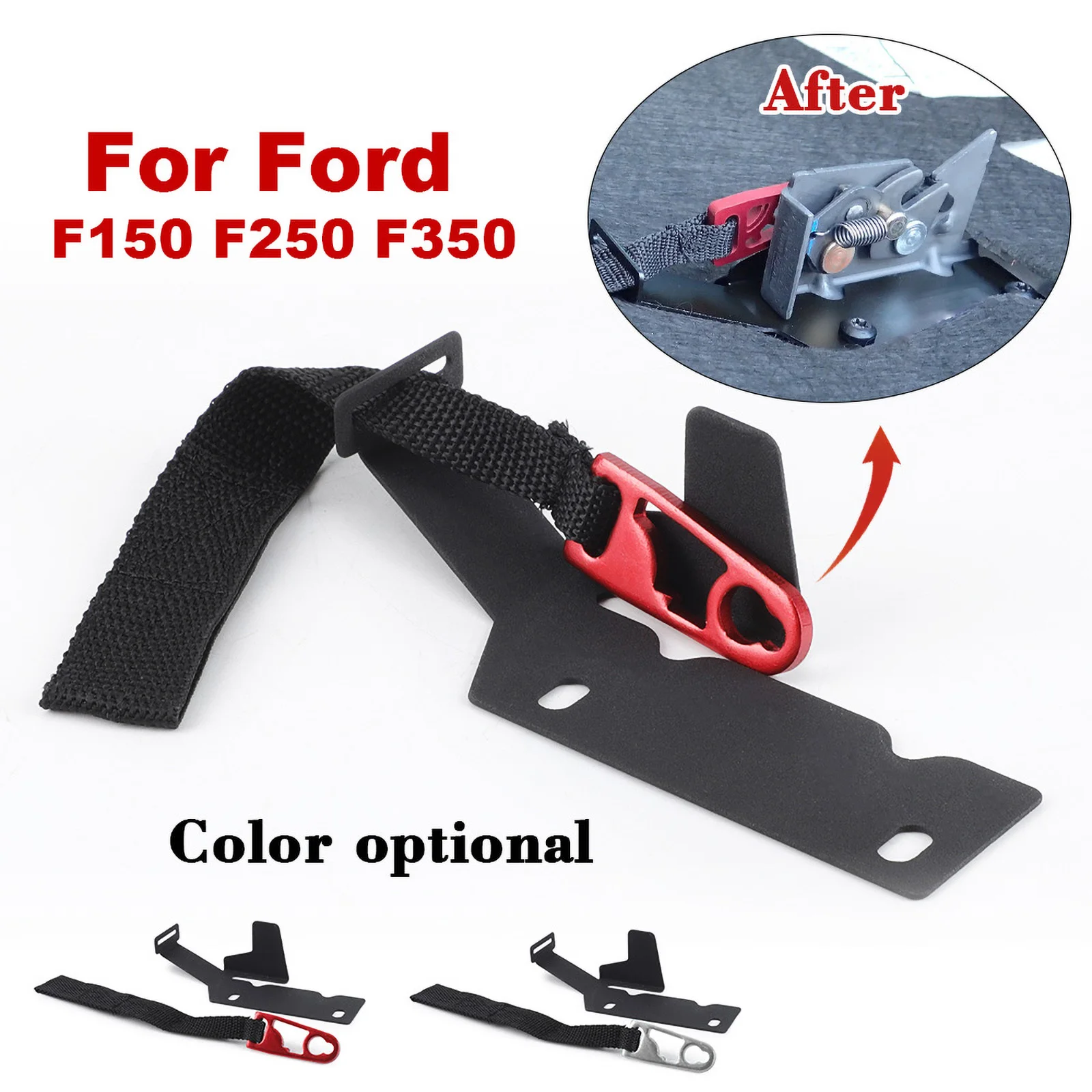 Galinės sėdynės greito skląsčio atleidimo rinkinys Galinės sėdynės atleidimo diržas su sagtimi reguliuojamas dirželis Raudonas sidabras skirtas Ford F150 Raptor F250 f350