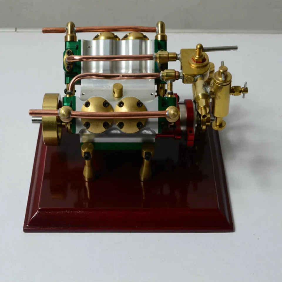 gyvas garo variklis V tipo 4 cilindrų garo variklis su katilo vandens tiekimo siurbliu