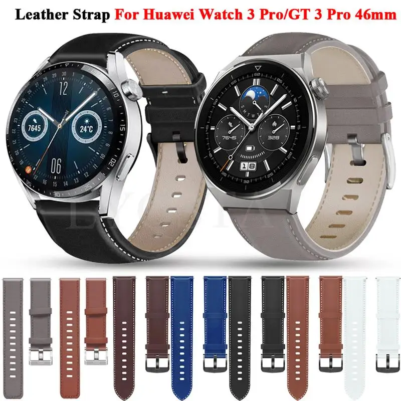 HAODEE 22mm oficiali natūralios odos išmaniųjų laikrodžių juosta, skirta Huawei Watch 3 Pro/GT 2 46mm dirželių apyrankės GT2 Pro GT 3