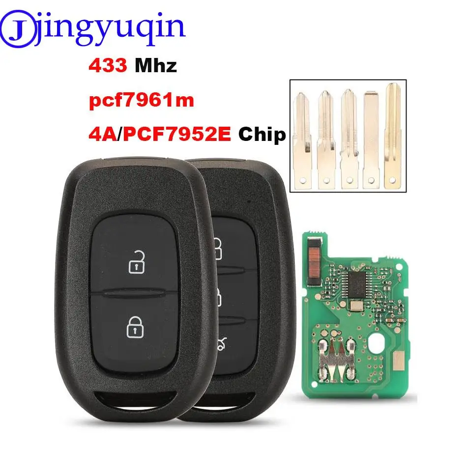 jingyuqin Remote Key 2/3 Buttons 434MHZ With 4A PCF7961M/Pcf7952E Chip for Renault Sandero Dacia Logan su logotipu