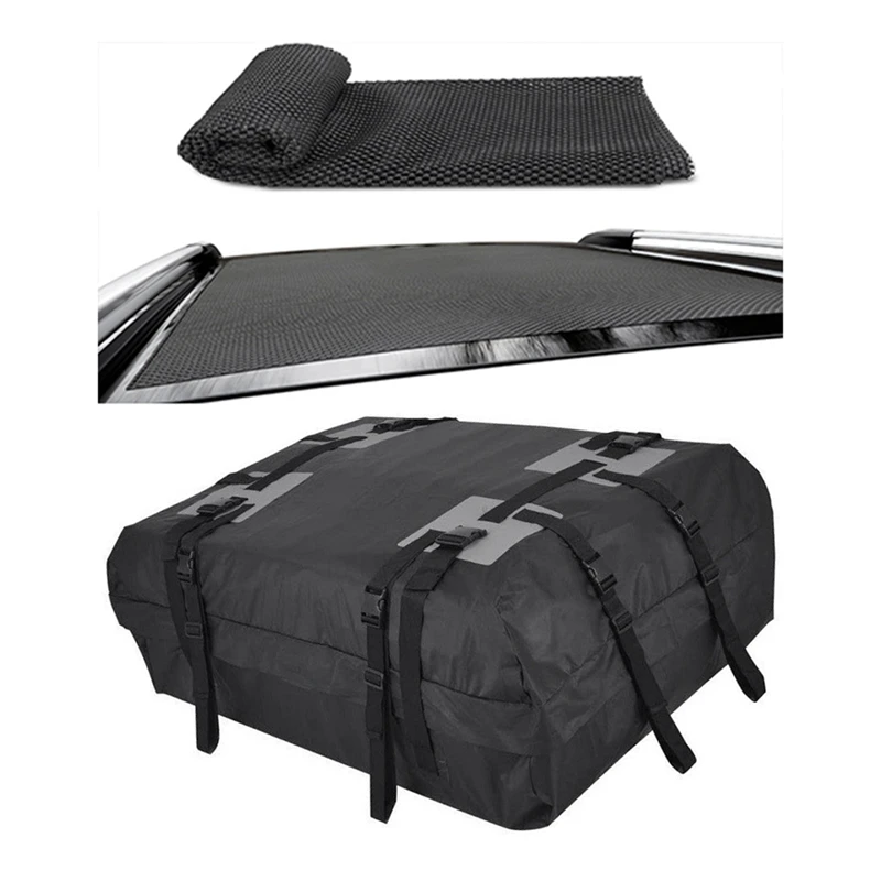 Juodas bagažo saugojimas Automobilių krovinių vežėjas ant stogo kelionėms ar bekelei Krovinių krepšys su neslystančiu kilimėliu