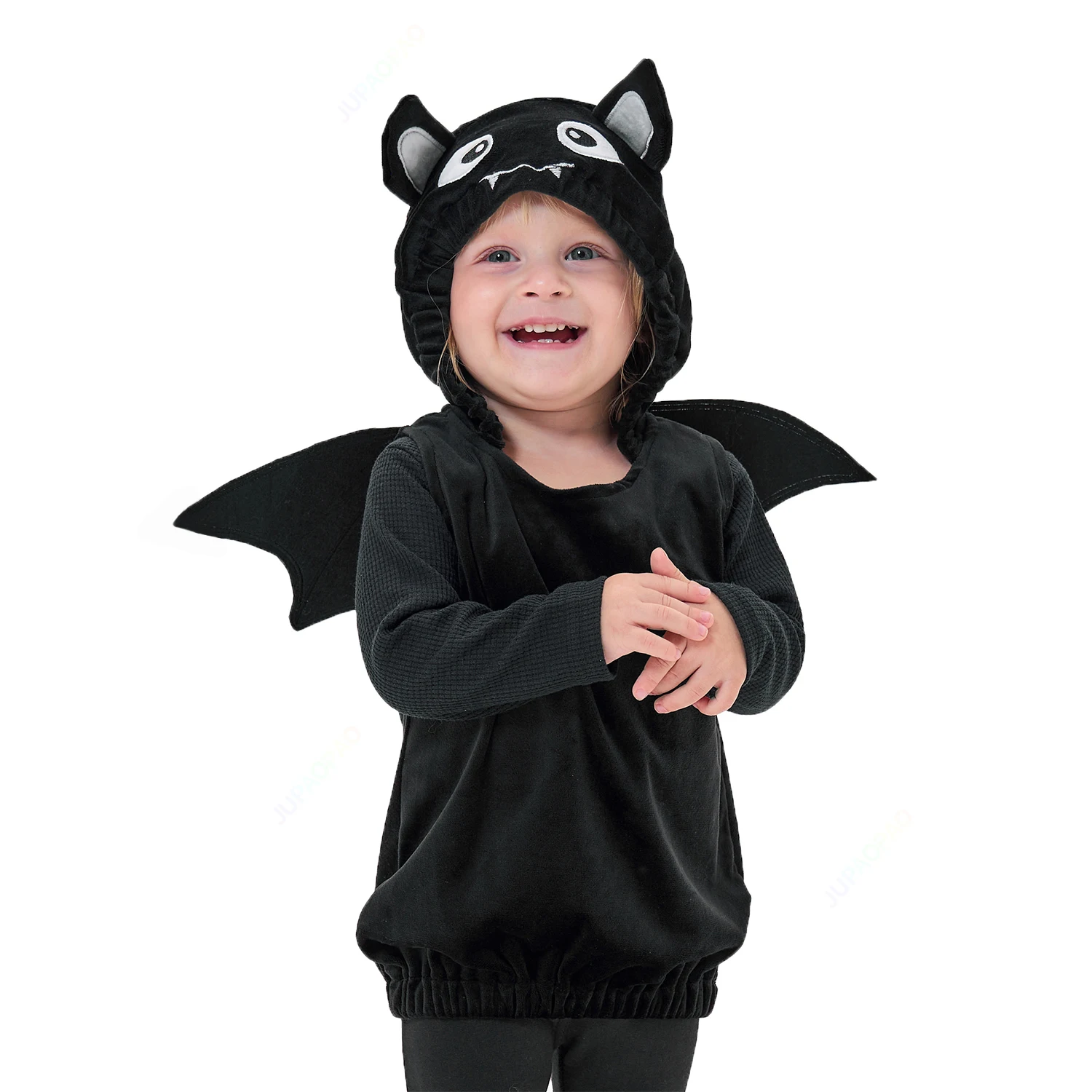 JUPAOPAO Baby Baby Toddler Halloween Black Bat Kostiumas su gobtuvu Fun Kostiumas Vaidmenų žaidimas Kombinezonas Ropojantis kostiumas 1T 2T 3T