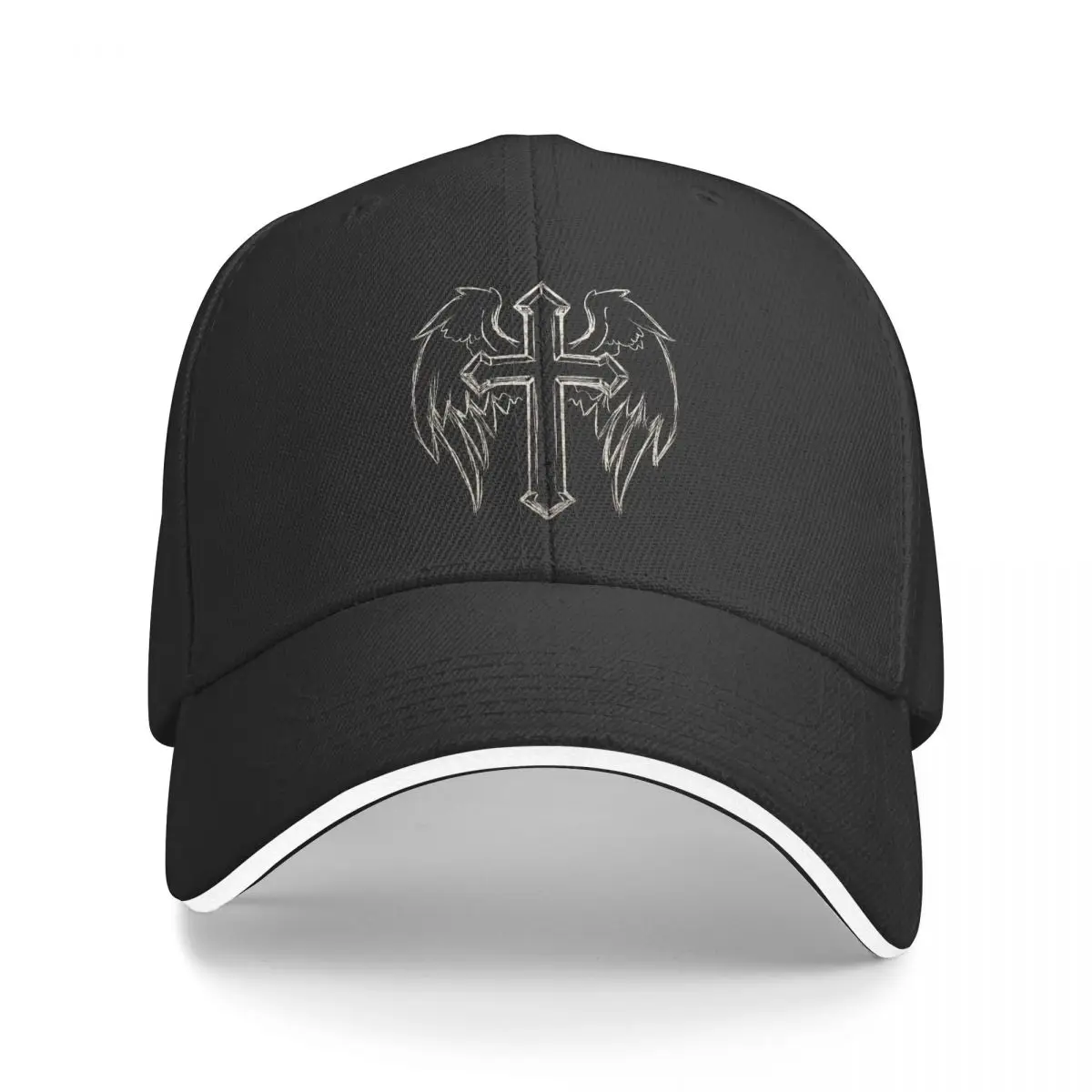 Jėzus Kristus Krikščionių auksinis kryžius su sparnais Eskizas Klasikinės tėčio skrybėlės Grynos spalvos moteriška skrybėlė Vėjui atsparios beisbolo kepuraitės Smaili kepurė